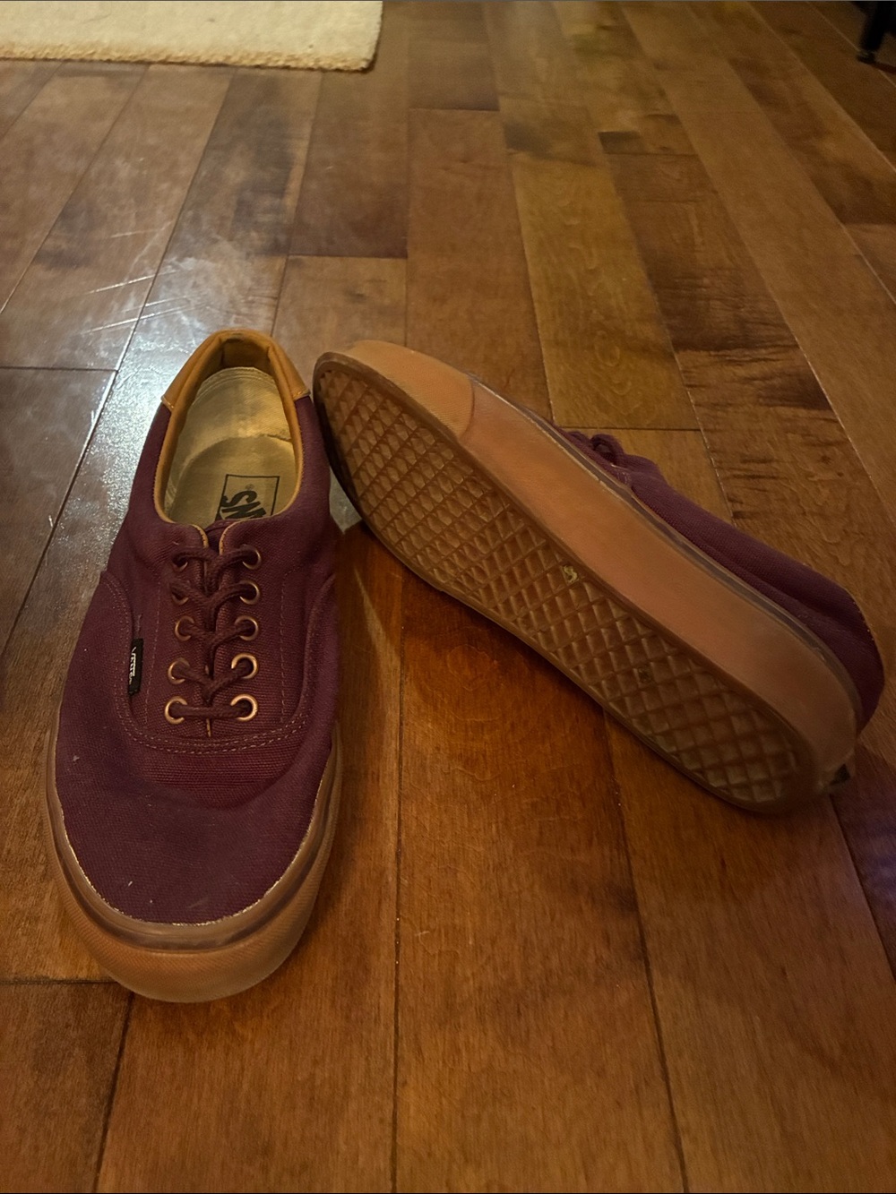 Vans Low-Top Canvas Sneakers in Burgundy with Gum Sole